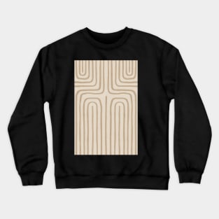 Beige brown geometric lines pattern Crewneck Sweatshirt